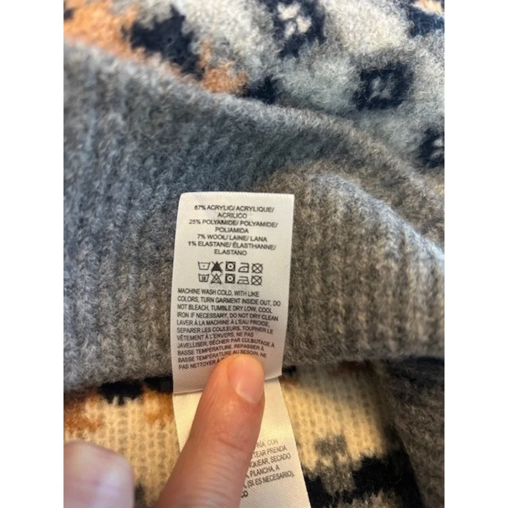 Lucky Brand Fair Isle Soft Knit Beanie Hat One‎ Size Gray Multicolor Wool Blend